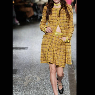 高级手工坊系列 立体格纹编制粗花呢外套女羊毛小香风裙子套装