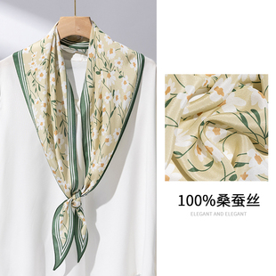 上海故事桑蚕丝三角巾菱形真丝丝巾法式护颈系脖轻奢丝绸领巾头巾