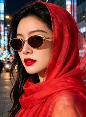 大红色旅行拍照丝巾围巾防晒披肩新疆青海大西北沙漠纱巾