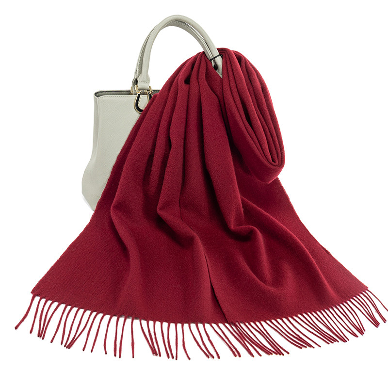 大红色羊毛围巾女2025新款冬季外搭纯色小披肩高级感围脖