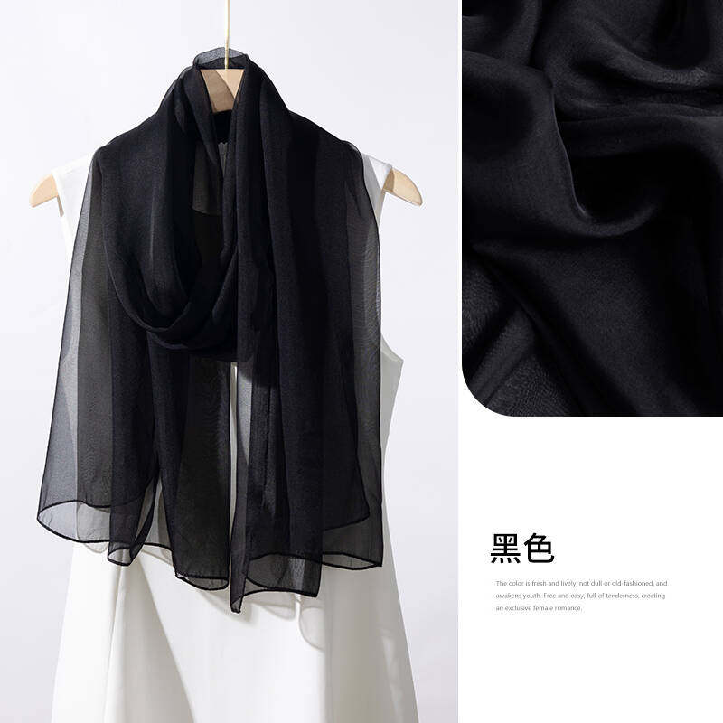 上海故事100%桑蚕丝真丝丝巾女秋冬围巾黑色长款高级时尚披肩纱巾