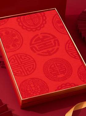 本命年生肖羊红围巾礼盒 祝寿贺礼送长辈 红色提花围脖可代写贺卡