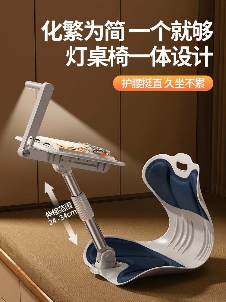 가볍고 들어올릴 수 있는 독서대 꼽추 방지 숙인 머리 공부 책상 근시 예방 의자 초등학생 숙제 쓰기 똑바로 앉기 자세 교정 및 교정 쿠션을 갖춘 어린이 앉은 자세 교정 의자