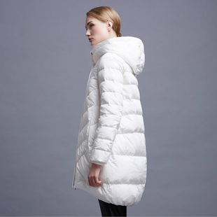 欧美高端大牌范儿绝美茧型连帽中长款羽绒服女欧洲站冬装外套潮