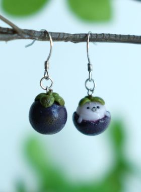 Quinta手作不对称海豹山竹动物水果系列925银耳钩小清新耳夹原创