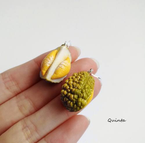 quinta手作榴莲925食玩银耳环