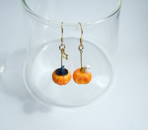 quinta南瓜幽灵银镀金搞怪耳环