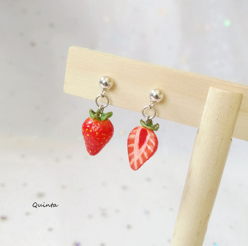 粘土仿真水果软萌风银耳环