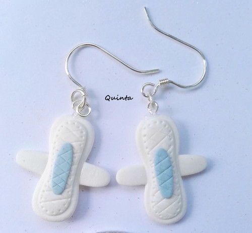 quinta原创手作卫生巾银耳环