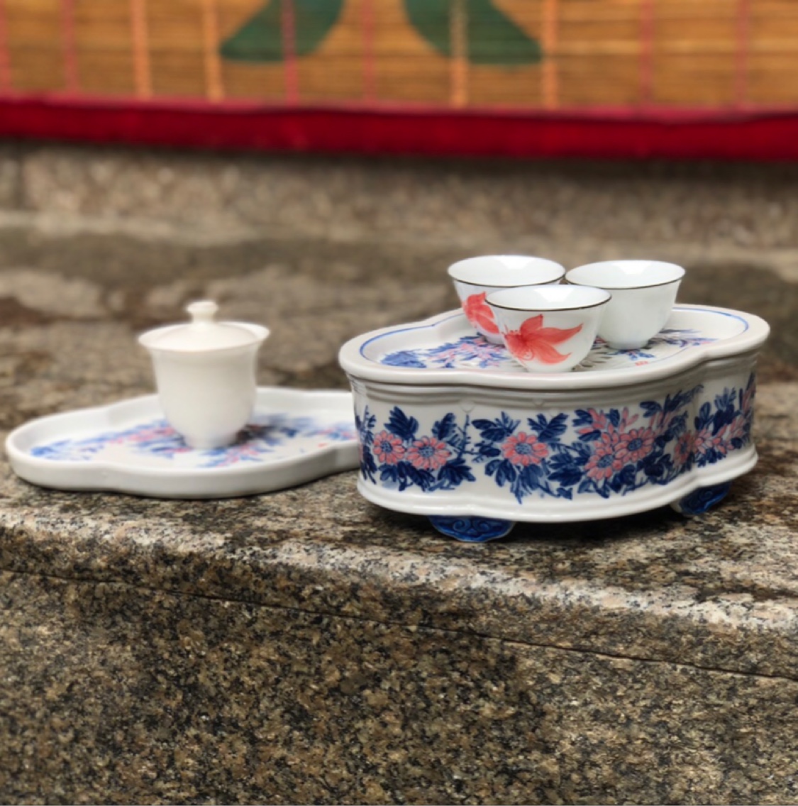 潮州老枫溪茶具手绘工夫公海棠茶承潮汕库存茶杯盖碗整套茶台壶承