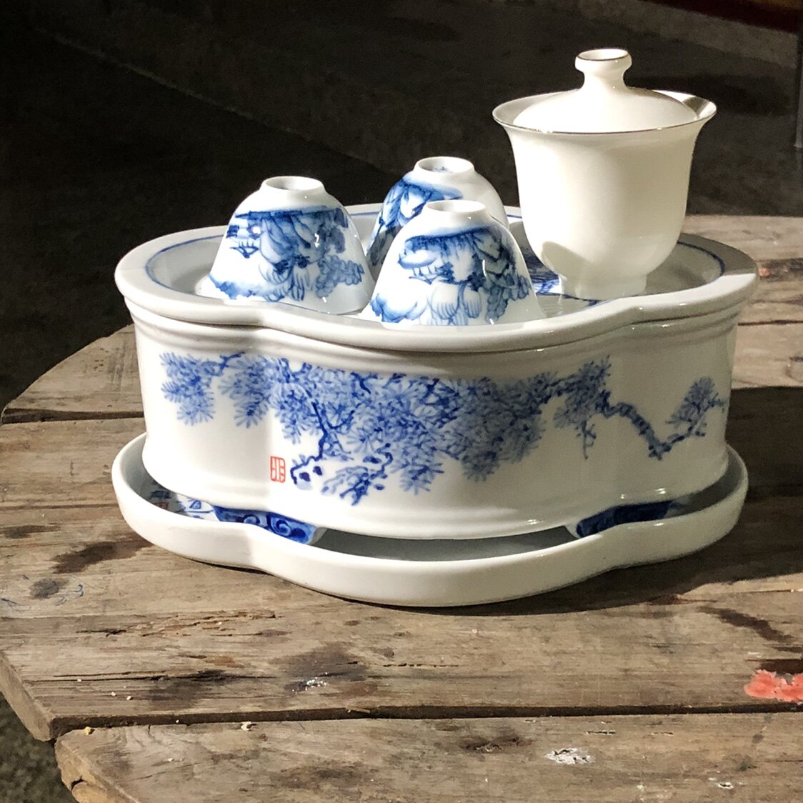 家藏潮汕工夫茶青花茶船茶具茶器套装凤凰单丛茶用潮州枫溪窑套装