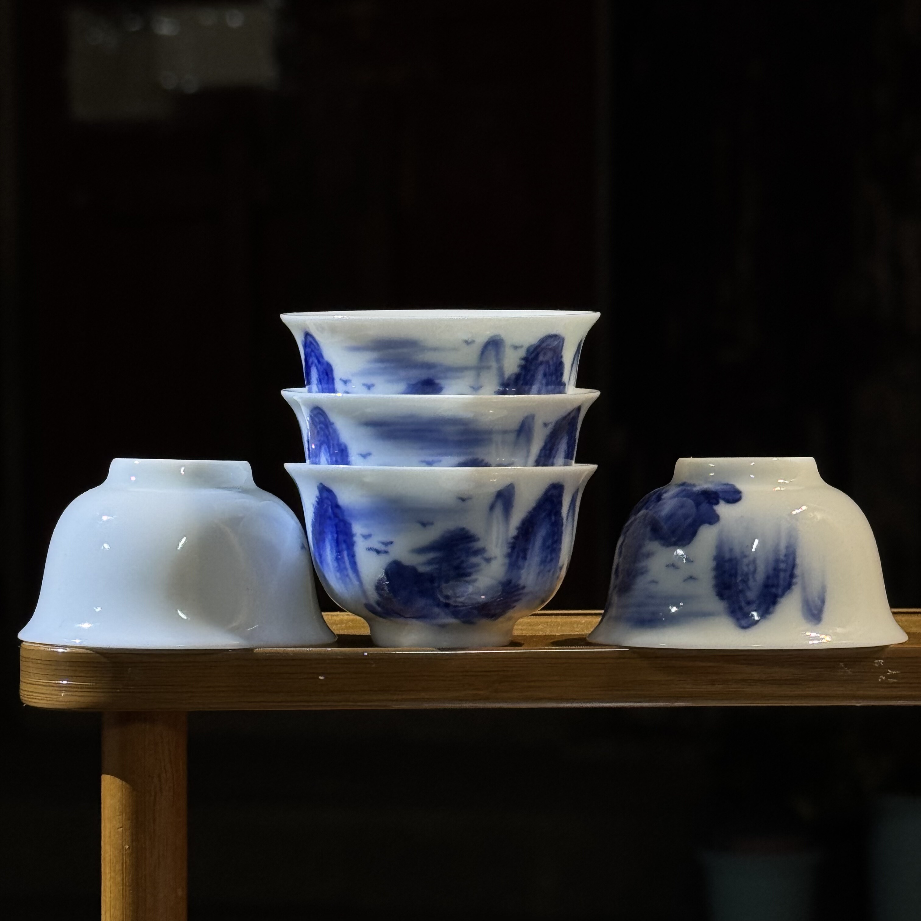 90年代潮州薄胎透光枫溪白玉瓷工夫茶具若深珍藏杯若深瓯茶杯