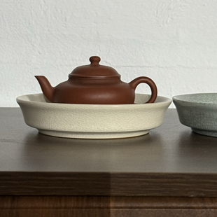 漳窑茶盘复刻宋代潮州功夫茶具青瓷干泡台可养开片壶承茶托摹古
