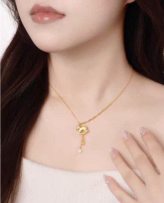 《新品中国黄金生肖马项链纯银女木马吊坠本命马年送女友生日礼物