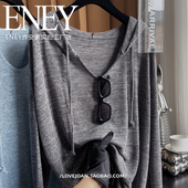 垂感遮肉 T恤上衣卫衣 长袖 慵懒风杂色连帽针织衫 女春夏宽松大码