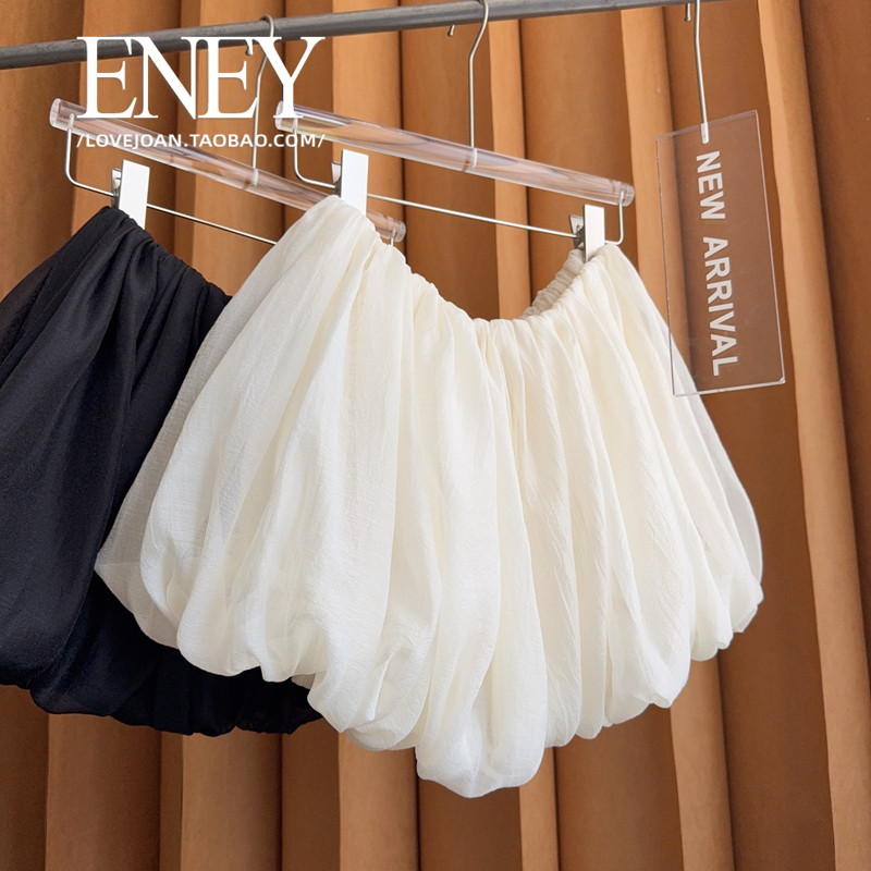 纯欲超短ENEY夏季新款褶皱泡泡轻纱显高a字蓬蓬花苞短裤时尚百搭,女装/女士精品,半身裙,淘宝优惠券,粉丝福利购,淘宝优惠卷