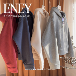 高品韩系卫衣 百搭套头上衣 春秋挺括减龄连帽卫衣女休闲宽松短版