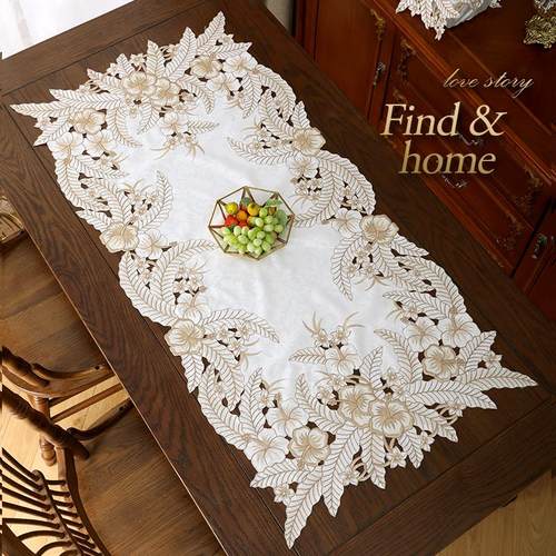 欧式绣花桌旗长条茶几垫