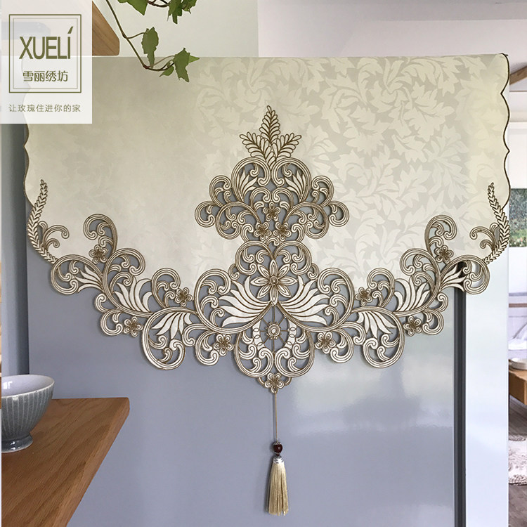 欧式布艺冰箱盖布单双开门洗衣机微波炉防尘罩多用途盖布祥云卷草