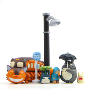 吉力猫雨夜公交站撑伞杰森喵雨衣萱萱手办DIY百搭微景观造景公仔