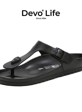 Devo/的沃拖鞋男女夹趾凉拖沙滩时尚轻质防水海滩人字拖1803