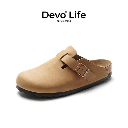 Devo/的沃休闲软木拖鞋时尚平底