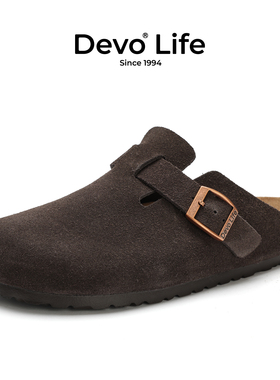Devo/的沃软木拖鞋女半包休闲懒人半拖情侣套脚勃肯鞋 3624