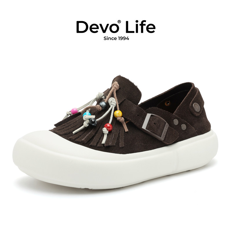 Devo/的沃软木鞋休闲时尚个性流行增高全包厚底包跟博肯鞋24124