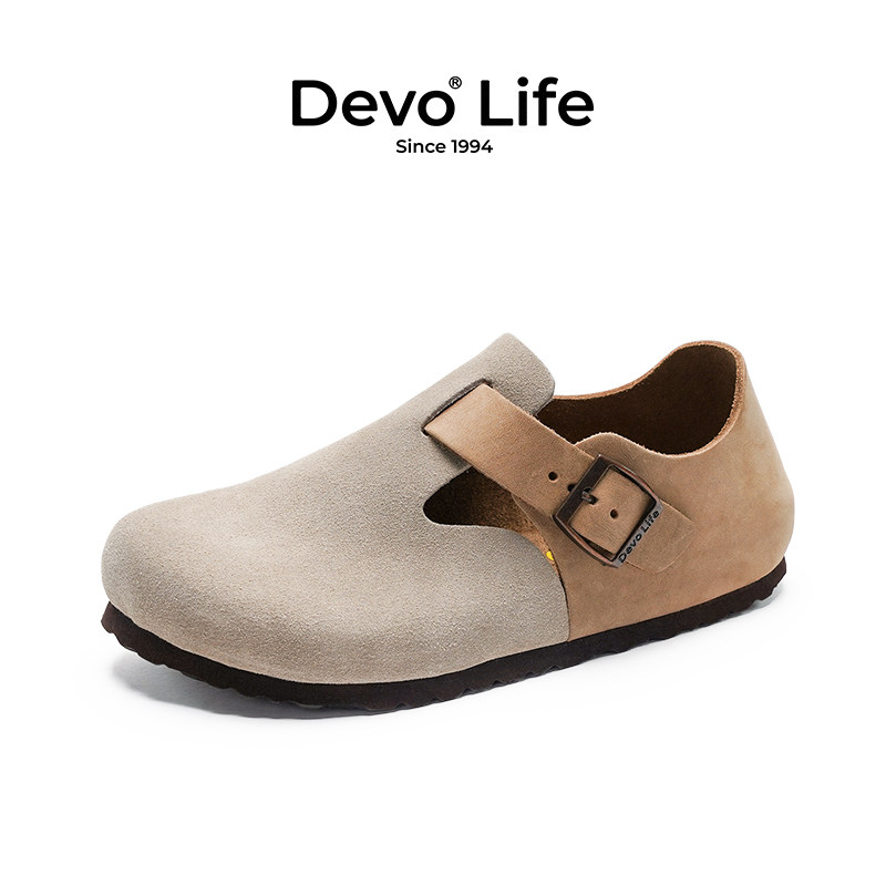 Devo/的沃软木鞋时尚包头全包森女日系复古情侣休闲女鞋66008