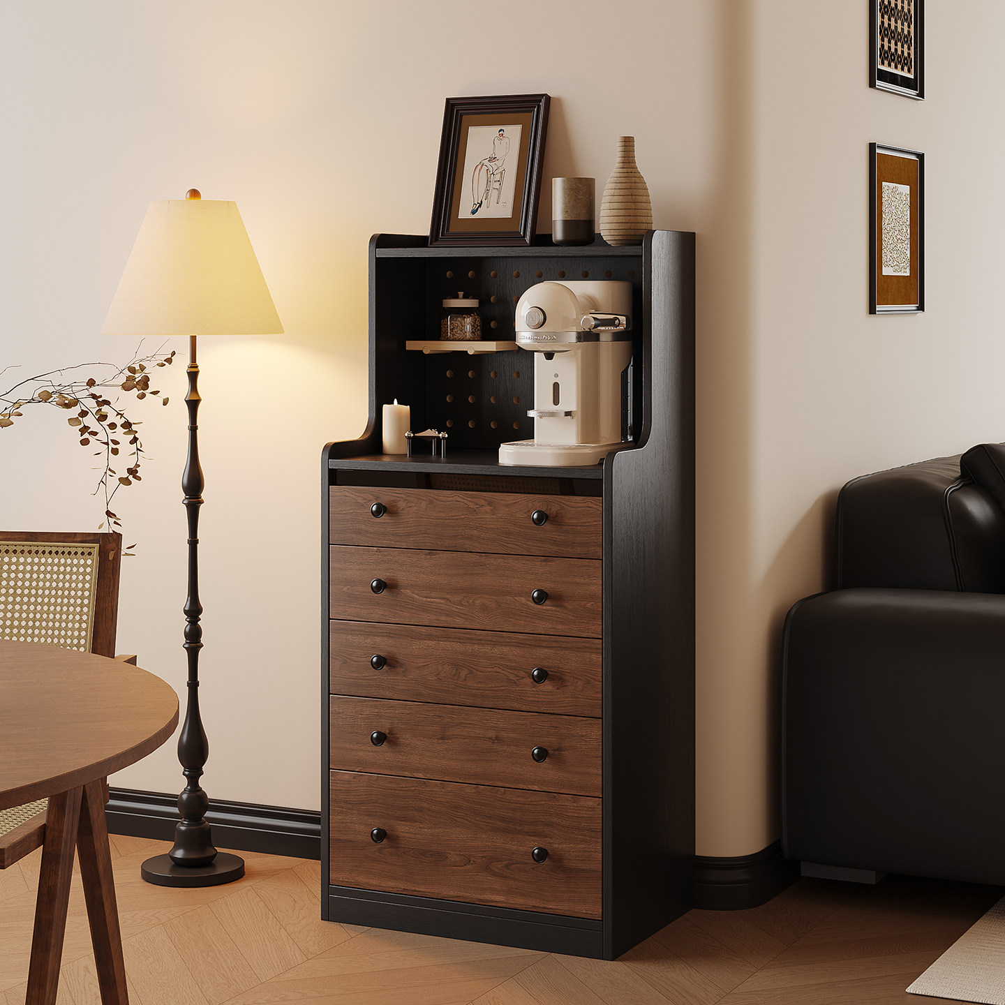 中古风实木餐边柜斗柜一体家用小户型法式复古风客餐厅边柜茶水柜,住宅家具,餐边柜,淘宝优惠券,粉丝福利购,淘宝优惠卷