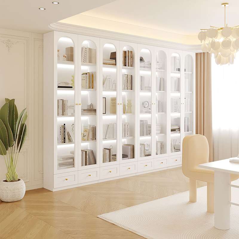 奶油风组合书柜环保板材可定制