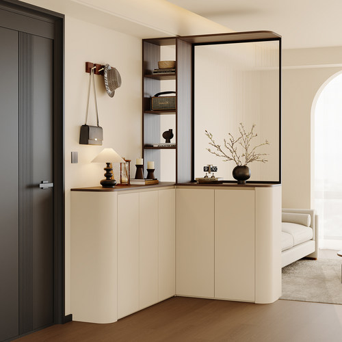 暧逸中古风转角门厅柜隔断柜定制