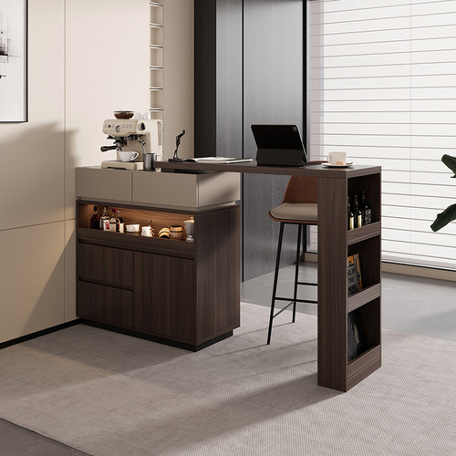 暧逸可伸缩旋转餐桌吧台岛台边柜