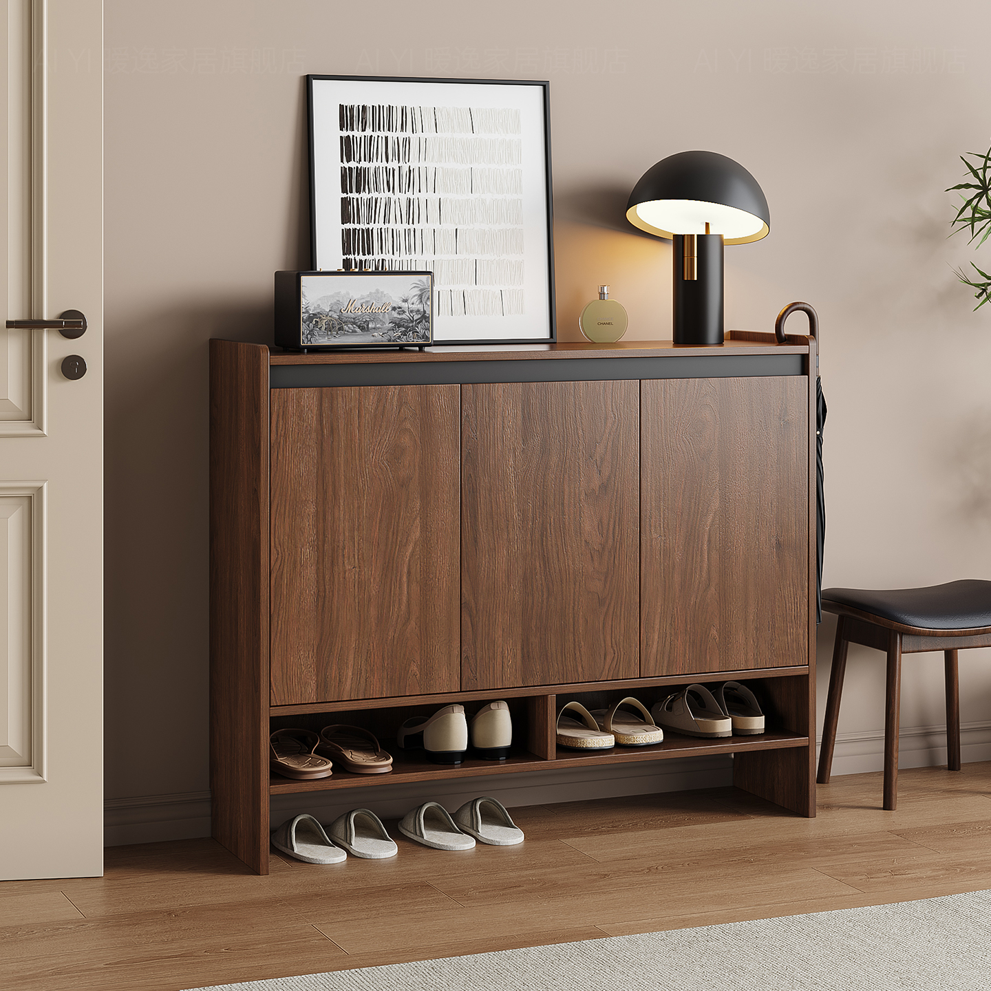 暧逸全实木入户门厅柜鞋柜复古风