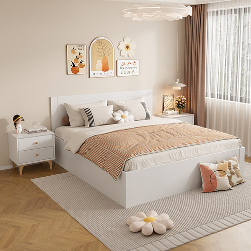 双人床储物柜法式奶油风