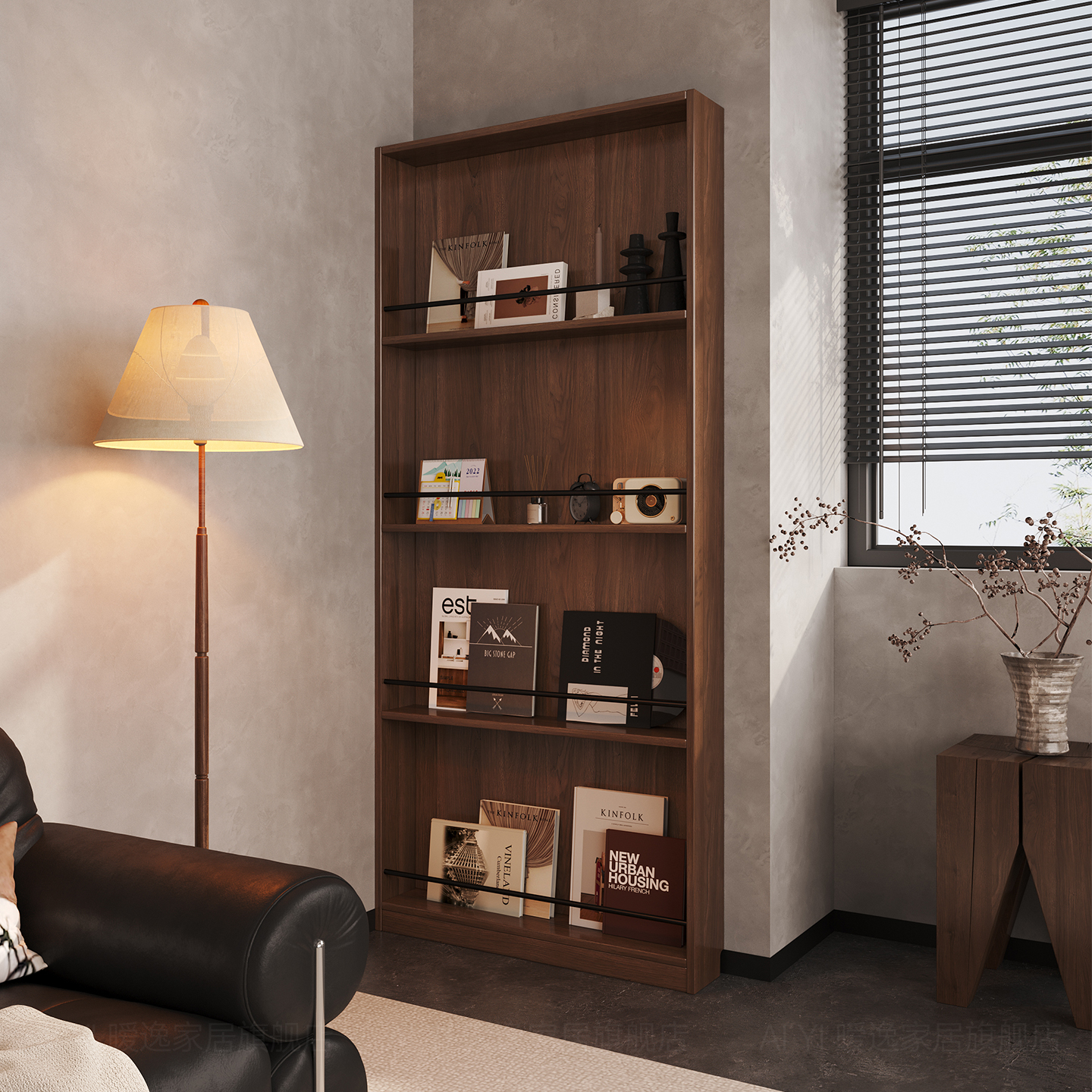 暧逸中古风实木边柜杂志报刊架