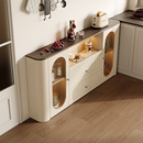 法式 复古奶油风一体靠墙超薄圆弧餐边柜斗柜沙发旁边柜定制储物柜