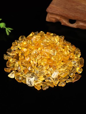 天然水晶加色黄水晶 避火龙瓶用 100克装 招财进宝 吸纳财气 黄金