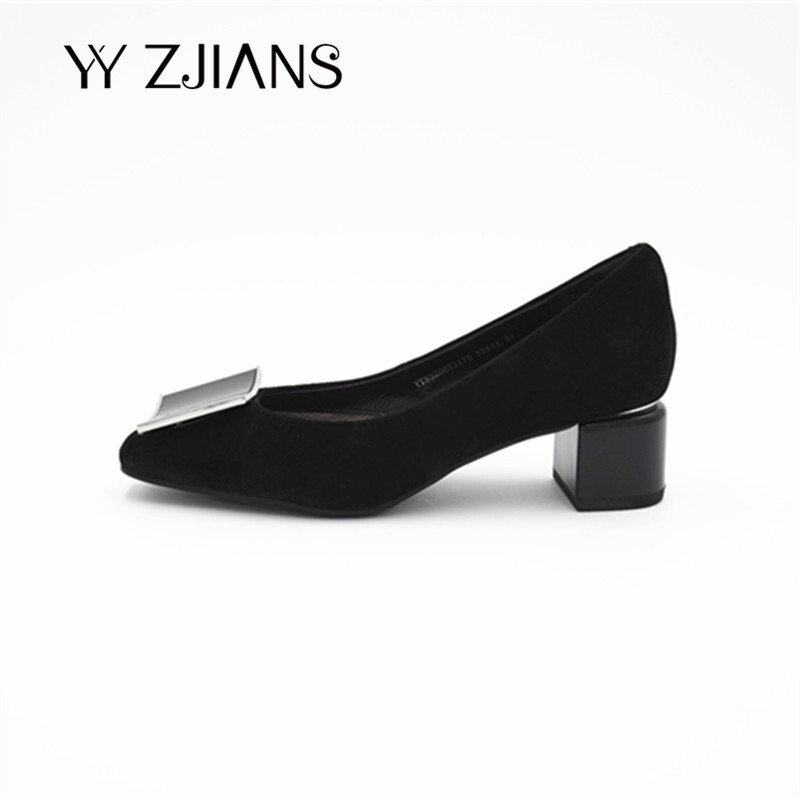 YYZJIANS  法式浅口百搭方扣粗跟女士单鞋YY83200211（商场同款）