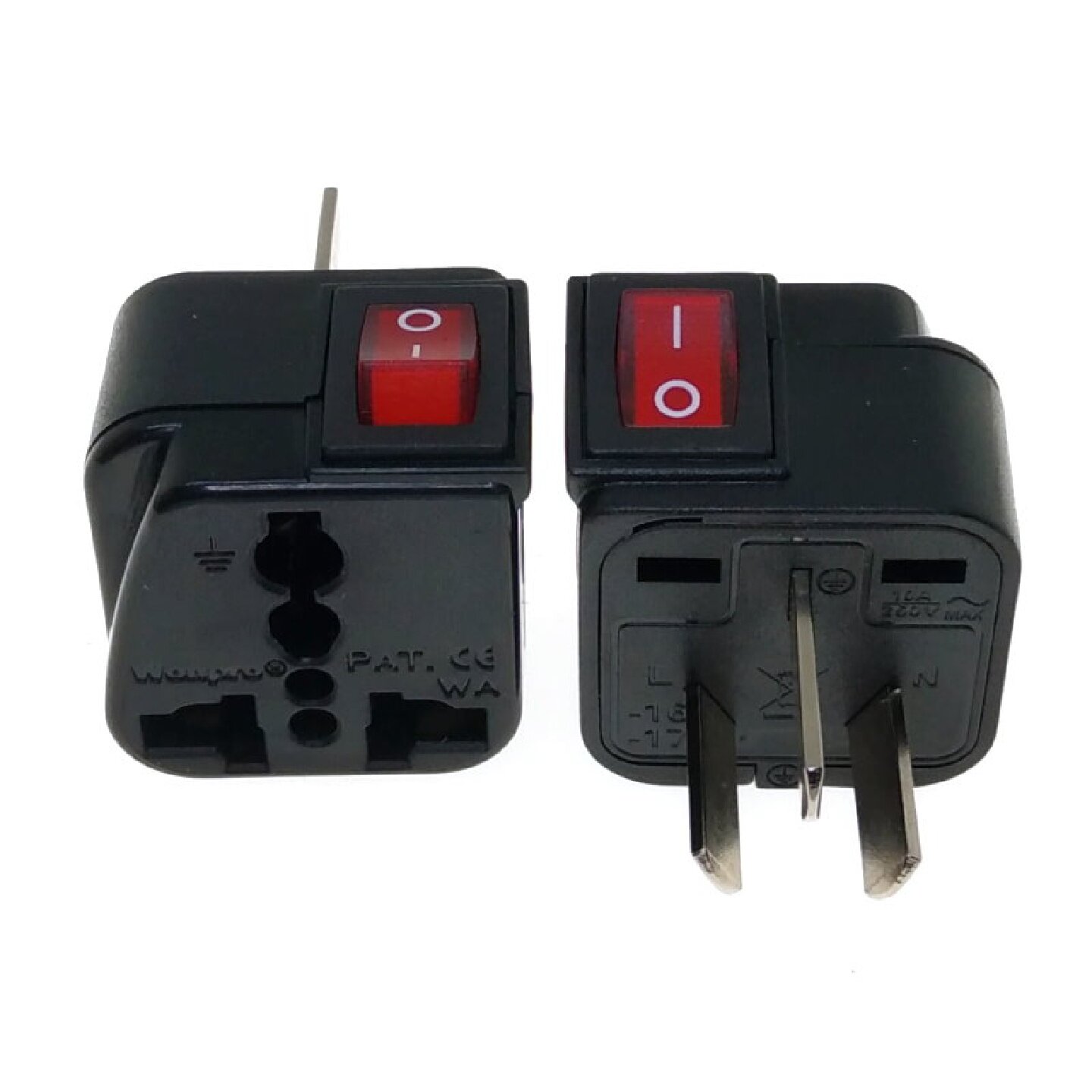 Wonpro稳不落带开关插座国标澳标三扁万用转换头10A三扁 2脚转3脚