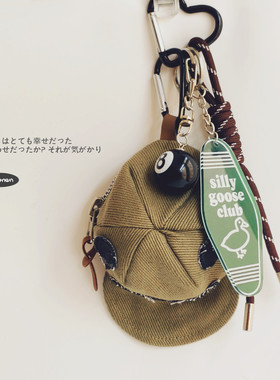 FS房原创设计美式潮玩复古帆布鸭舌帽零钱包钥匙扣挂牌耳机零钱包