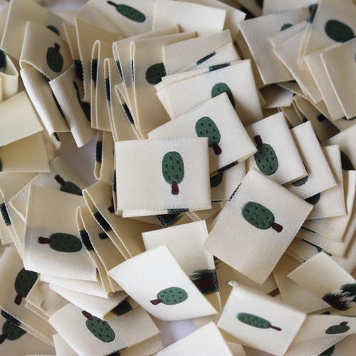 森林小松鼠小树发圈对折大肠圈布标辅料手帐标签织唛标定制现货