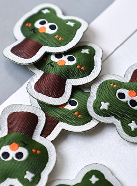 绿色小树充棉标商标布标织唛服装辅料订制定制手工发夹配饰现货