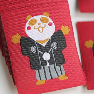 熊猫漫画插画卡通可爱商标设计织唛领标服装 辅料定制领标布标现货