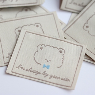 卡通小熊织唛领标定做服装 主标织唛布标侧标定制源头工厂现货