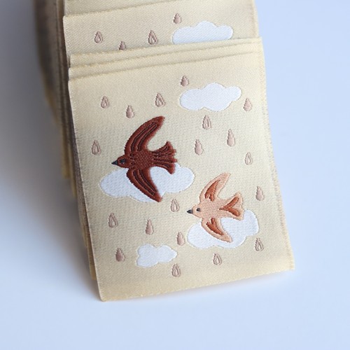 飞鸟与自然16小鸟卡通织唛商标布标领标源头工厂服装辅料定制现货