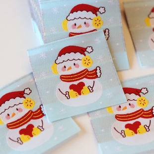 圣诞小雪人领标布标服装 织唛织标商标水洗标定制定做源头工厂现货