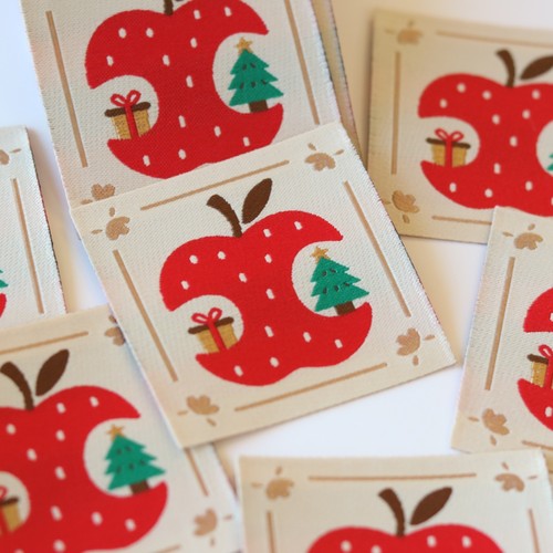 圣诞苹果布标补丁贴织唛领标水洗标服装辅料织标商标源头工厂现货