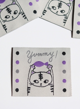 可爱猫咪布标定制服装辅料领标商标设计织标手工包包配件工厂现货