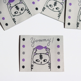 可爱猫咪布标定制服装 辅料领标商标设计织标手工包包配件工厂现货